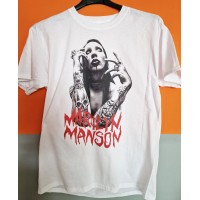 T-shirt Bianca Marilyn Manson - L'Icona dell'Industria Musicale | vrzshop