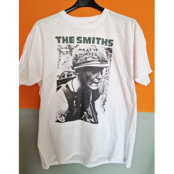 T-shirt Bianca The Smiths - "Meat Is Murder" - Dichiarazione Vegan di Stile Indie Rock | vrz shop