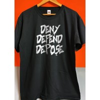 T-shirt Nera Luigi Mangione - Deny Depose Defend | vrz shop