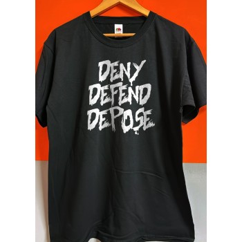 T-shirt Nera Luigi Mangione - Deny Depose Defend | vrz shop